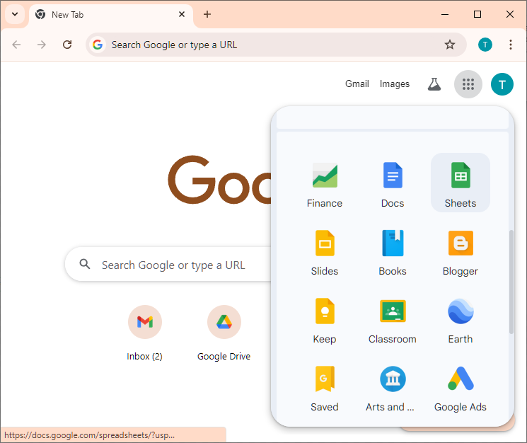 Google Apps Pop-Up with Chrome